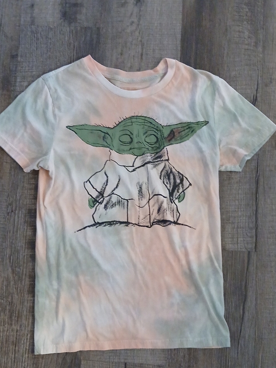 Star Wars Tops - Star Wars Womens Baby Yoda Tie-Dye Tee - Green, Peach